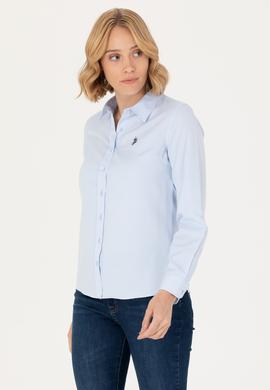 Kadın Açık Mavi Uzun Kollu Basic Gömlek - 50277630012
