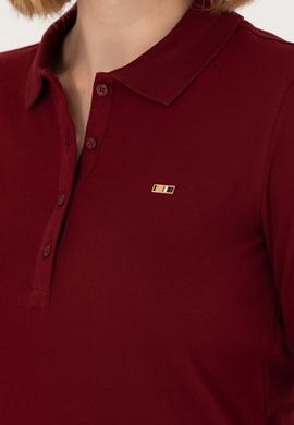 Kadın Bordo Basic Polo Yaka Sweatshirt - 50276160001