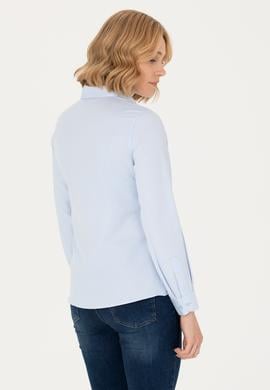 Kadın Açık Mavi Uzun Kollu Basic Gömlek - 50277630012