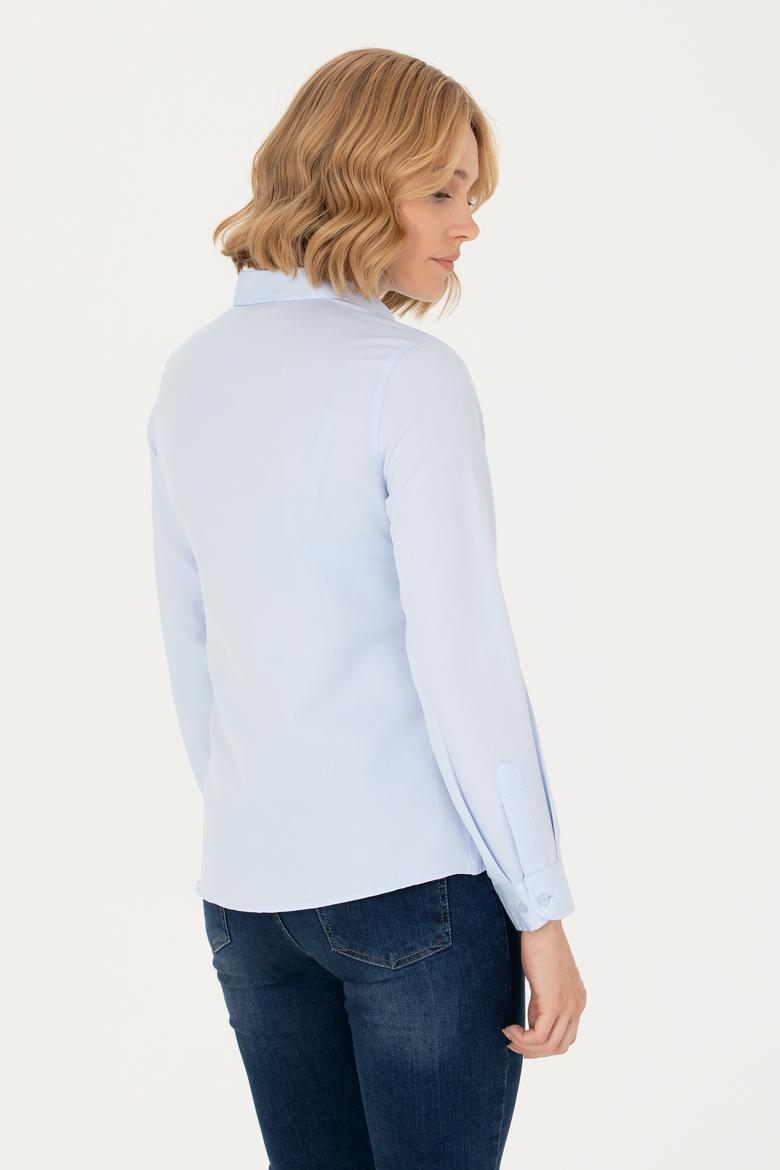 Kadın Açık Mavi Uzun Kollu Basic Gömlek - 50277630012