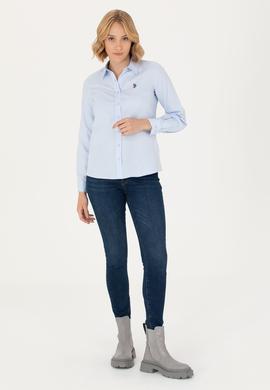 Kadın Açık Mavi Uzun Kollu Basic Gömlek - 50277630012