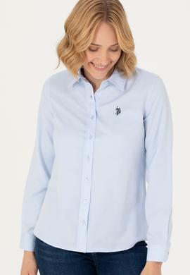 Kadın Açık Mavi Uzun Kollu Basic Gömlek - 50277630012