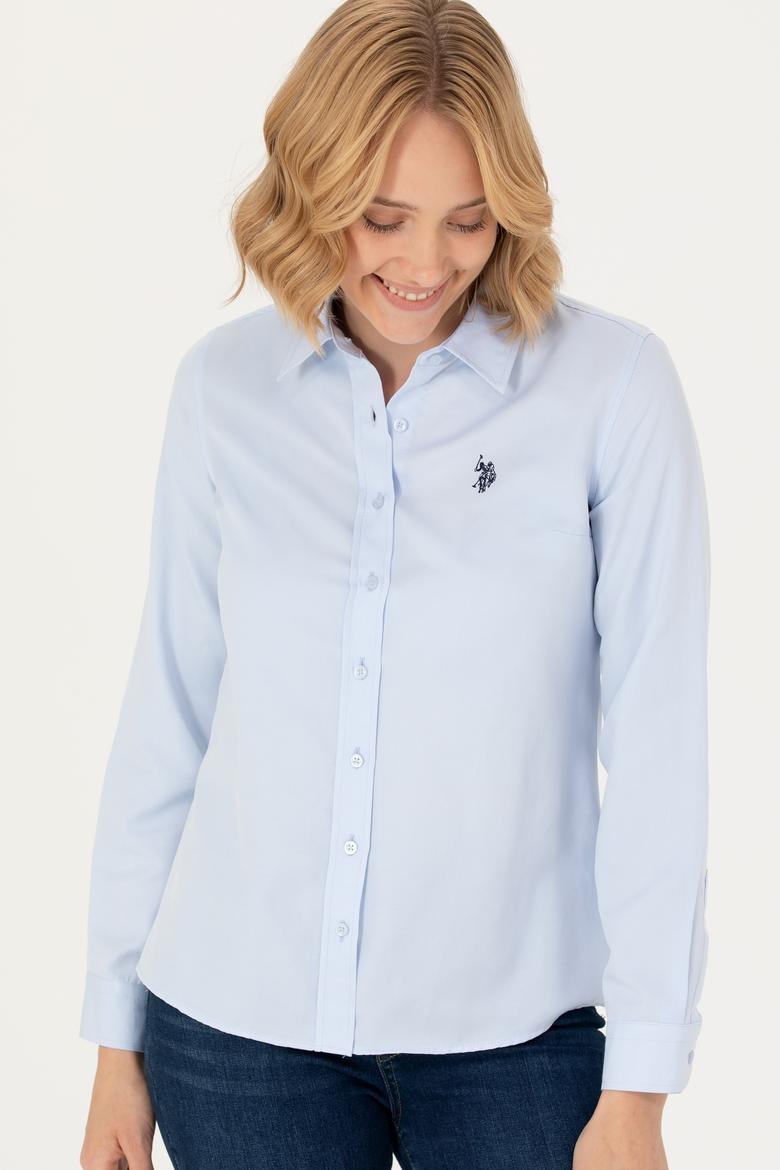 Kadın Açık Mavi Uzun Kollu Basic Gömlek - 50277630012