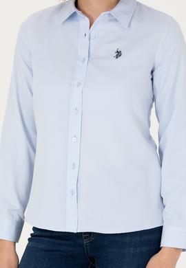 Kadın Açık Mavi Uzun Kollu Basic Gömlek - 50277630012