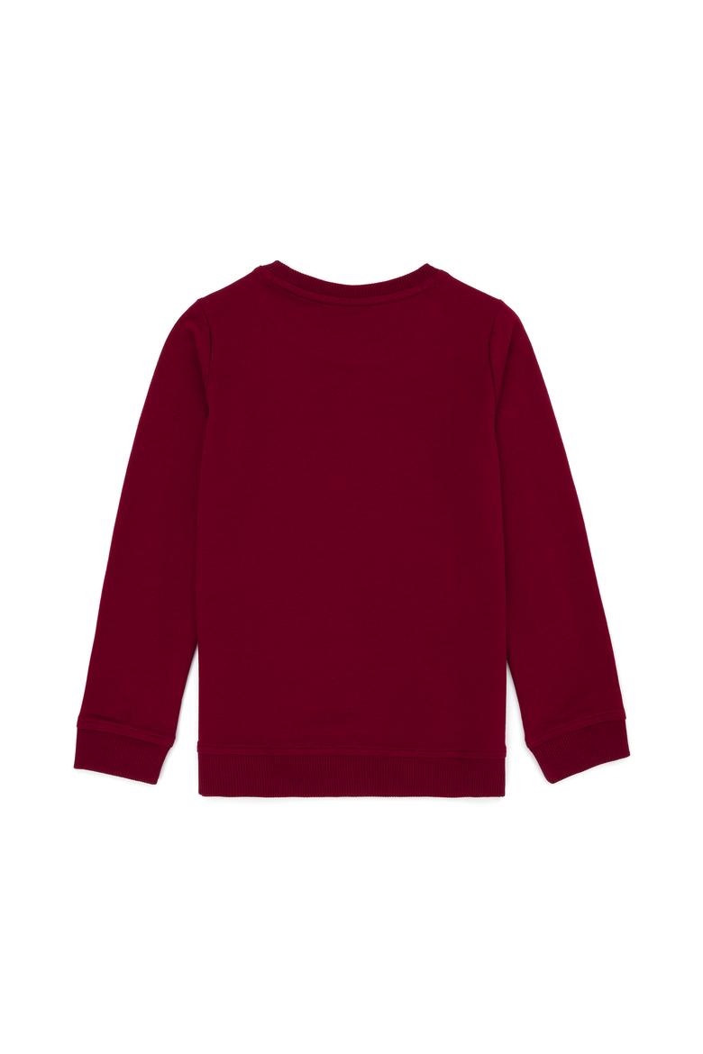 Çocuk Bordo Basic Bisiklet Yaka Sweatshirt - 50274406025
