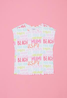 Kız Çocuk Beyaz Bisiklet Yaka Tişört - 50276748005