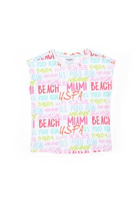 Kız Çocuk Beyaz Bisiklet Yaka Tişört - 50276748005