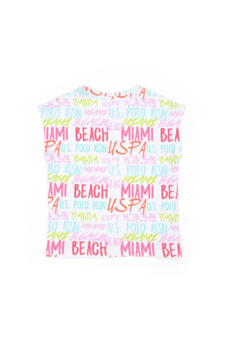 Kız Çocuk Beyaz Bisiklet Yaka Tişört - 50276748005