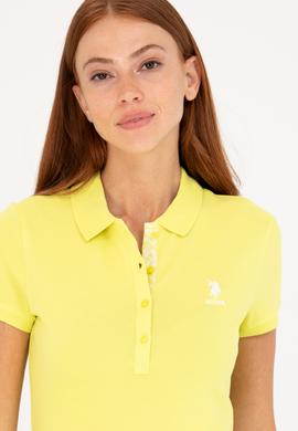 Kadın Neon Sarı Basic Polo Yaka Tişört - 50262698212