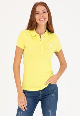 Kadın Neon Sarı Basic Polo Yaka Tişört - 50262698212