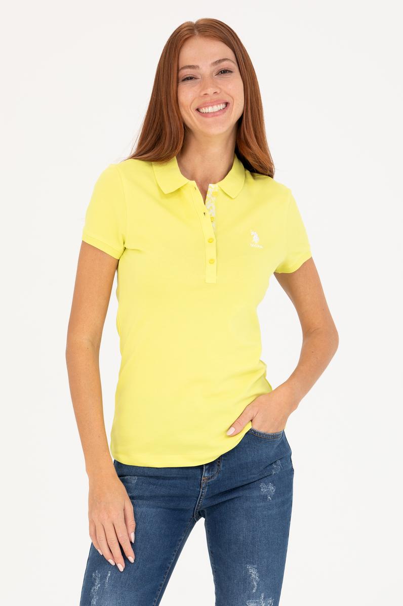 Kadın Neon Sarı Basic Polo Yaka Tişört