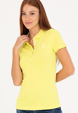 Kadın Neon Sarı Basic Polo Yaka Tişört - 50262698212