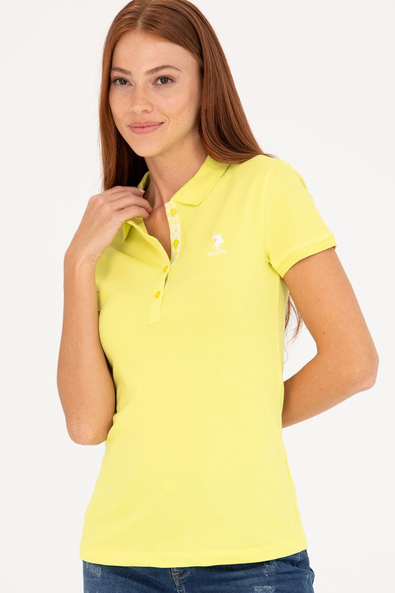 Kadın Neon Sarı Basic Polo Yaka Tişört - 50262698212