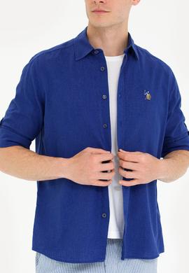 Erkek Mavi Uzun Kollu Basic Gömlek - 50262880030