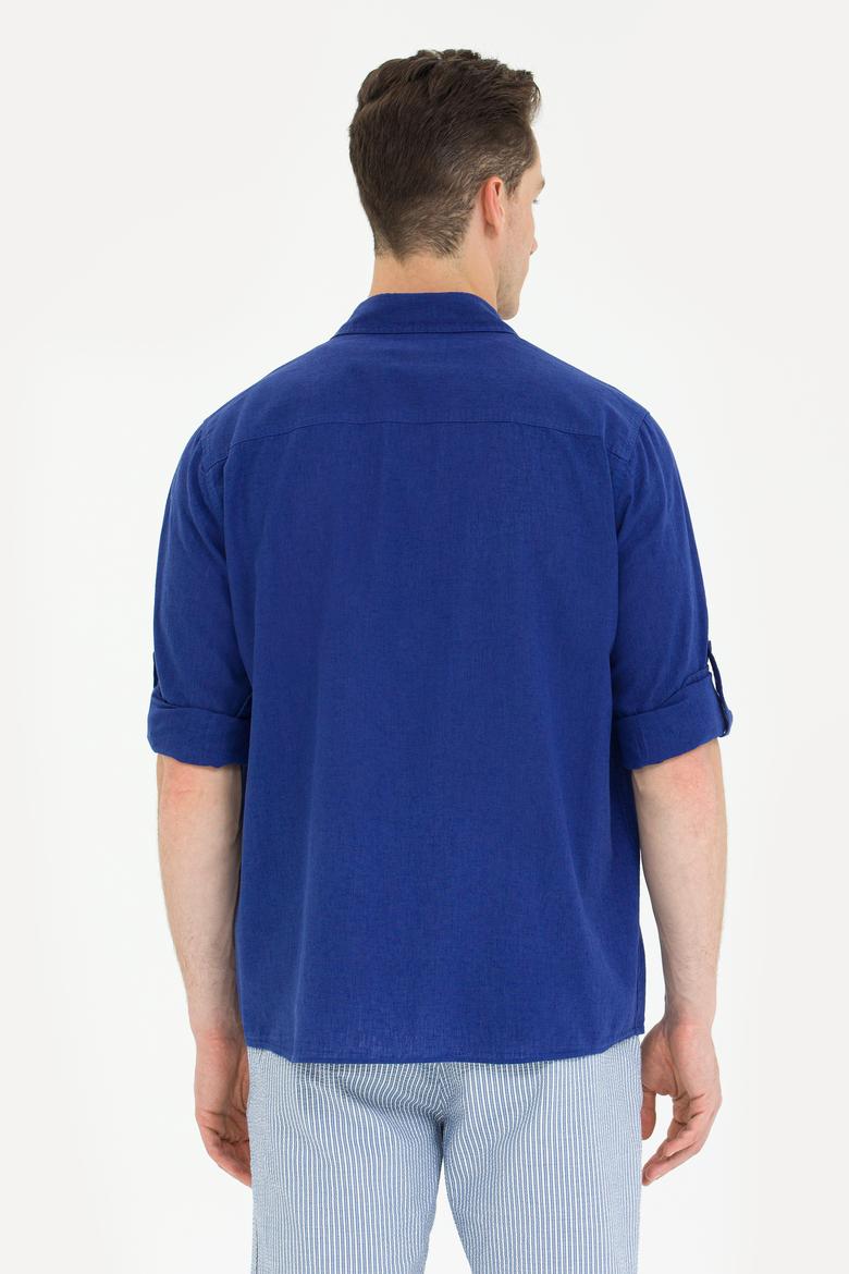 Erkek Mavi Uzun Kollu Basic Gömlek - 50262880030