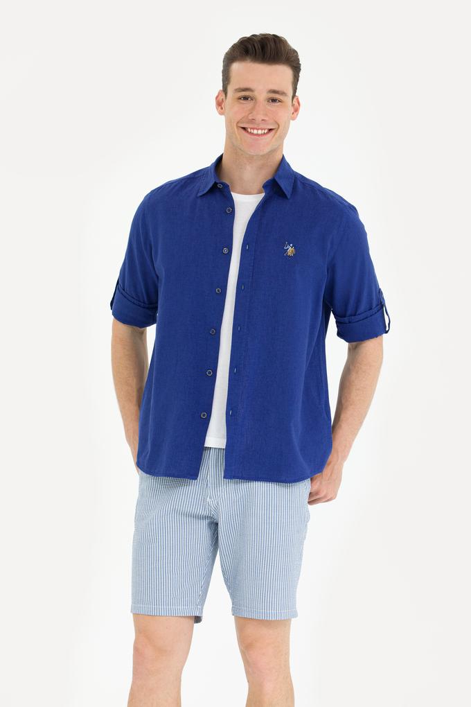 Erkek Mavi Uzun Kollu Basic Gömlek