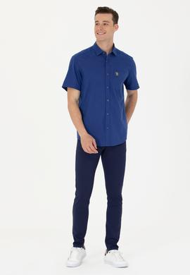 Erkek Mavi Kısa Kollu Gömlek - 50262957094