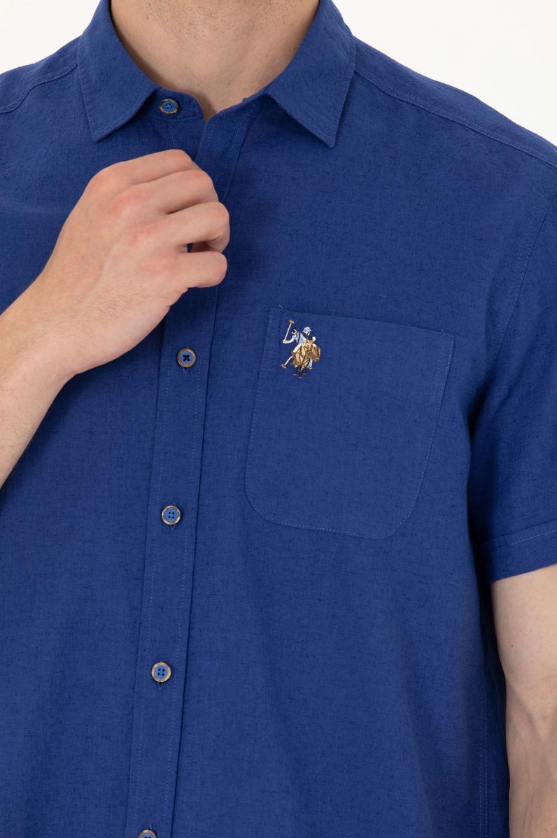 Erkek Mavi Kısa Kollu Gömlek