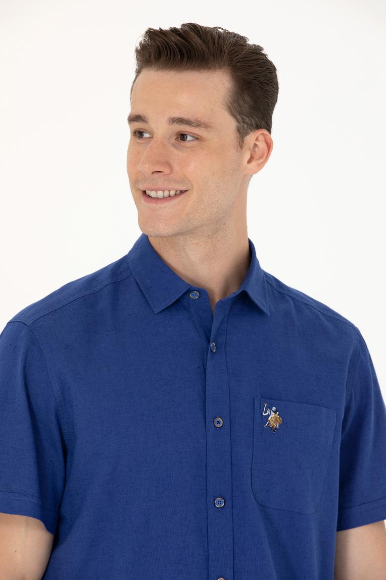 Erkek Mavi Kısa Kollu Gömlek - 50262957094