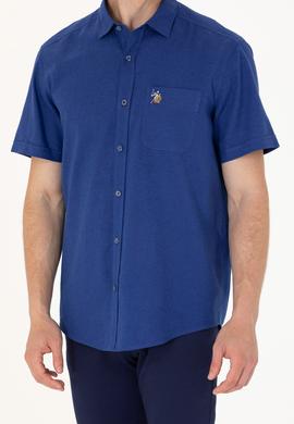 Erkek Mavi Kısa Kollu Gömlek - 50262957094