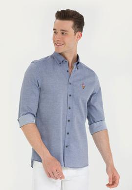 Erkek Lacivert Uzun Kollu Basic Gömlek - 50262977024