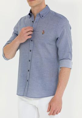 Erkek Lacivert Uzun Kollu Basic Gömlek - 50262977024