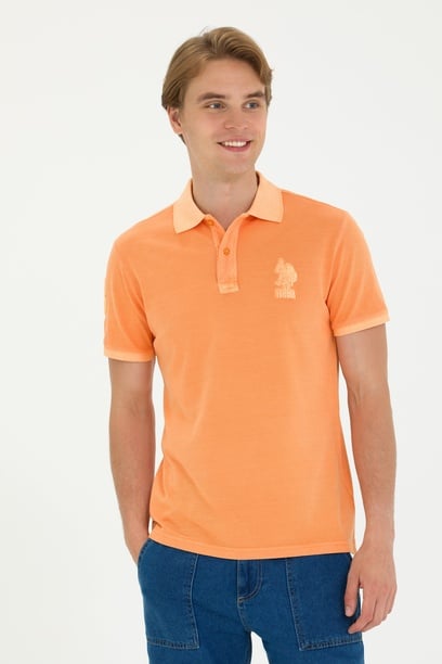 Erkek Turuncu Basic Polo Yaka Tişört