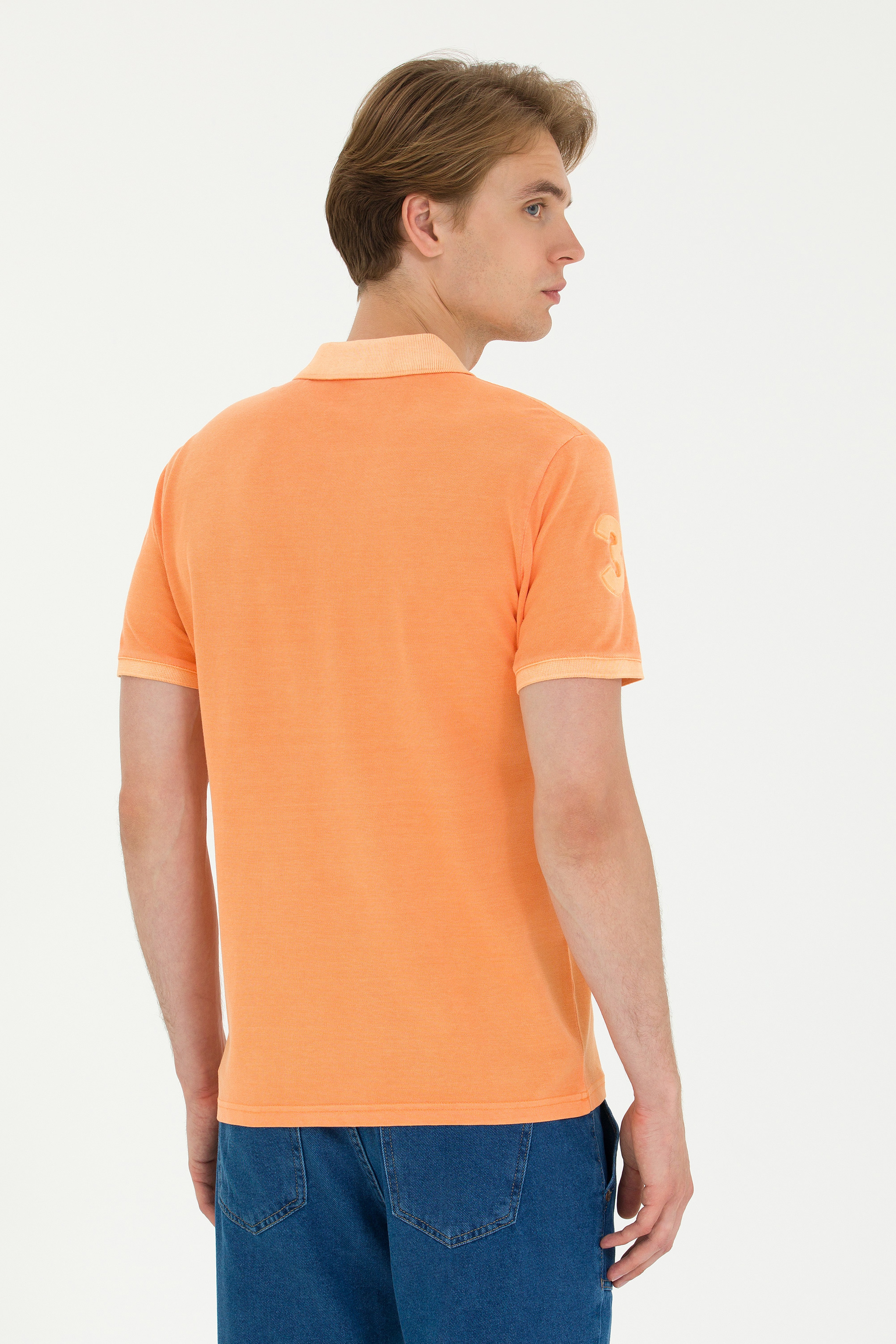 Erkek Turuncu Basic Polo Yaka Tişört - Image 5