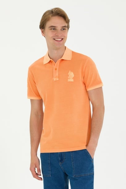 Erkek Turuncu Basic Polo Yaka Tişört