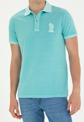 Erkek Slim Fit Polo Yaka Mint Basic Tişört - 50263475105