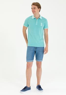 Erkek Slim Fit Polo Yaka Mint Basic Tişört - 50263475105