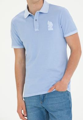 Erkek Mavi Basic Polo Yaka Tişört - 50263475174