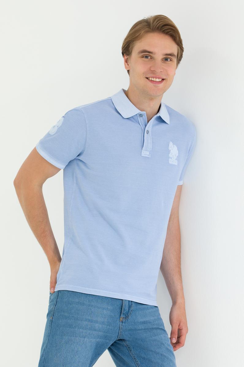 Erkek Mavi Basic Polo Yaka Tişört