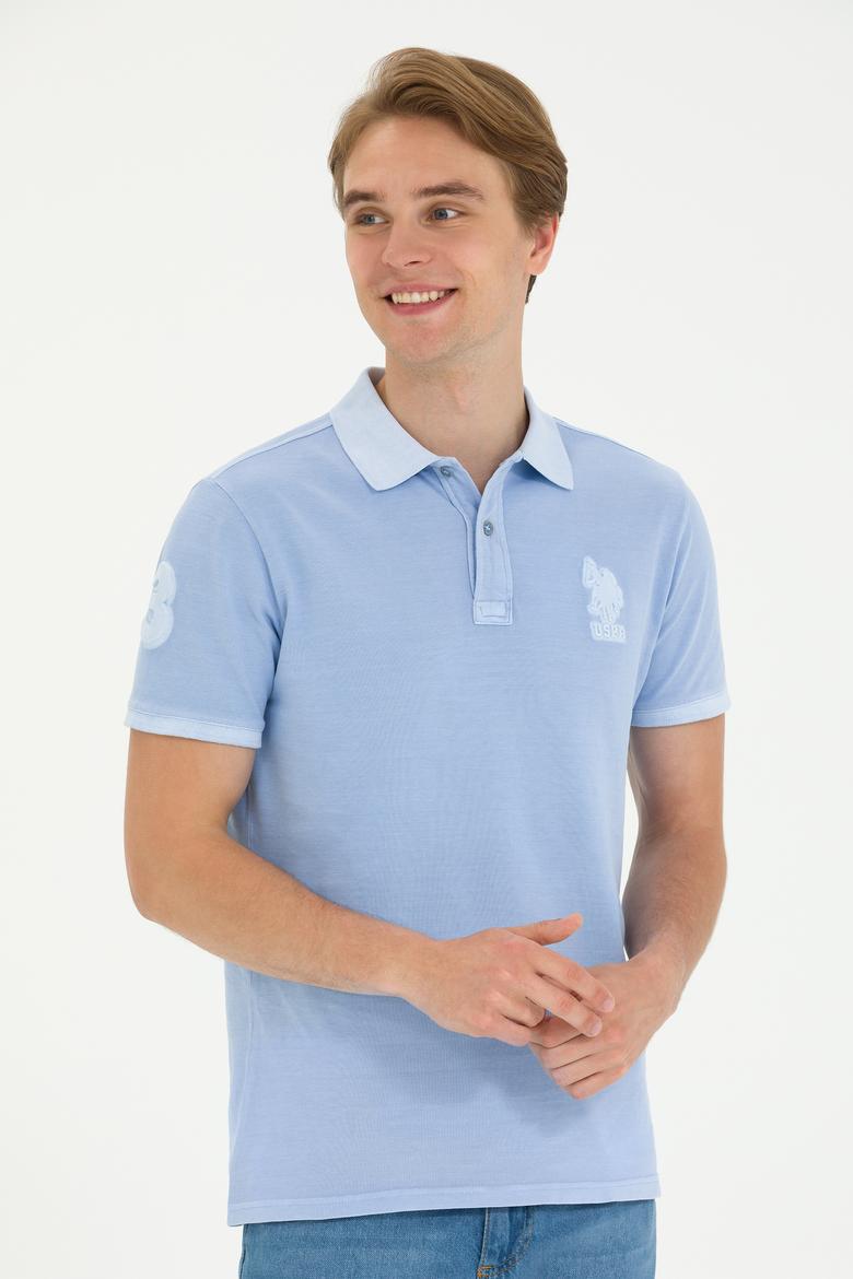 Erkek Mavi Basic Polo Yaka Tişört - 50263475174