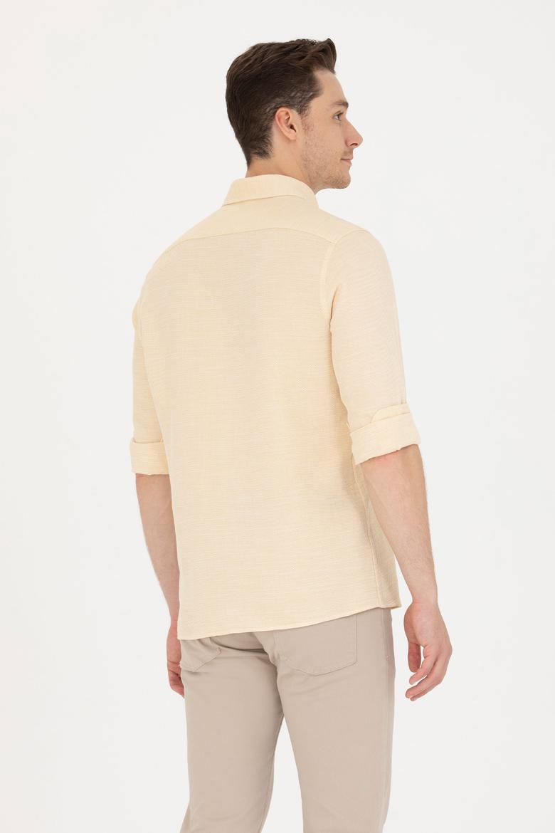 Erkek Açık Sarı Uzun Kollu Gömlek - 50263524012