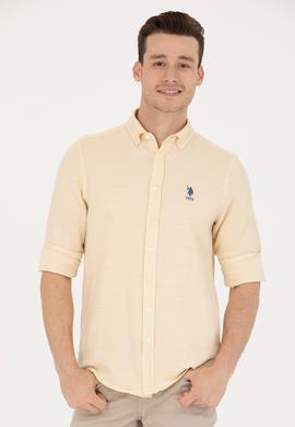 Erkek Açık Sarı Uzun Kollu Gömlek - 50263524012