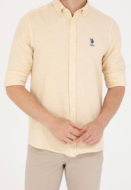 Erkek Açık Sarı Uzun Kollu Gömlek - 50263524012