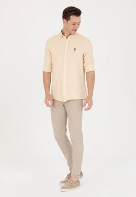 Erkek Açık Sarı Uzun Kollu Gömlek - 50263524012