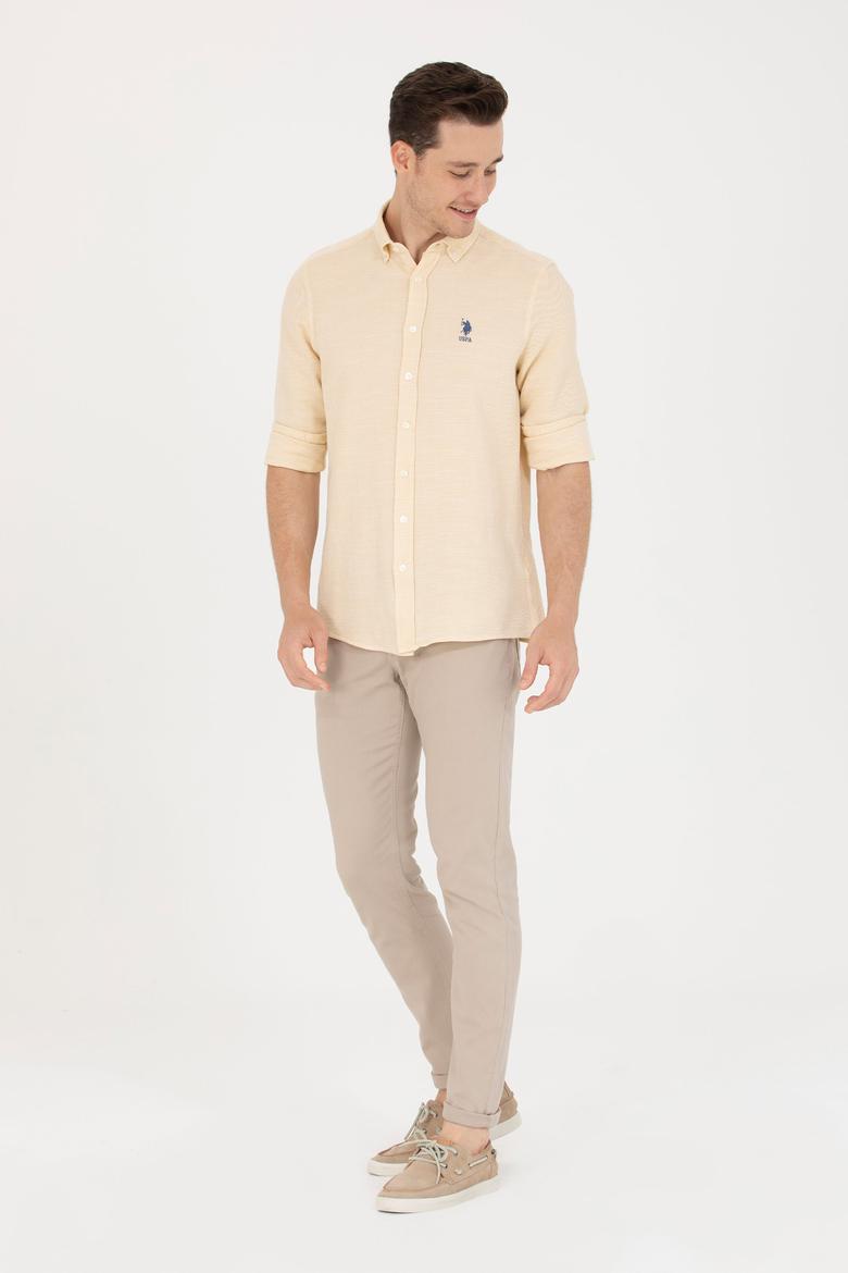 Erkek Açık Sarı Uzun Kollu Gömlek - 50263524012