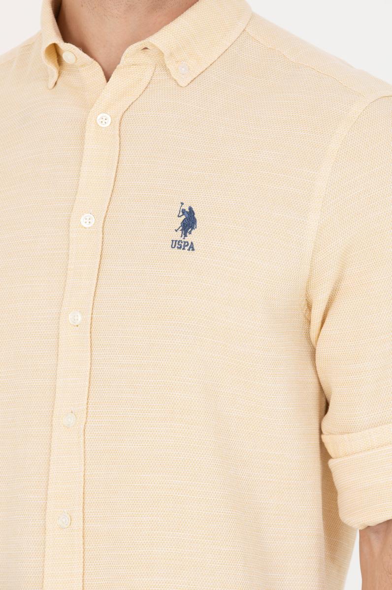 Erkek Açık Sarı Uzun Kollu Gömlek