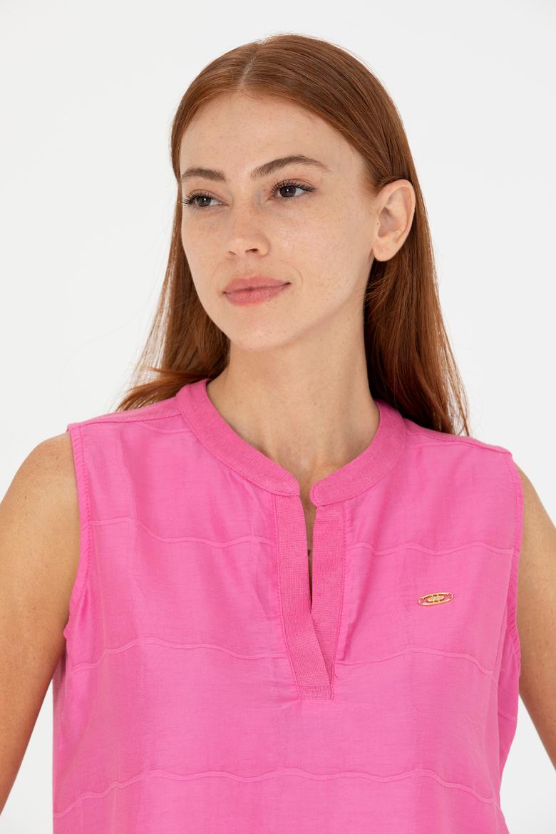 Kadın Pembe V Yaka Tişört - 50263674021