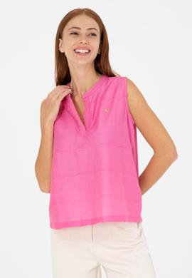 Kadın Pembe V Yaka Tişört - 50263674021