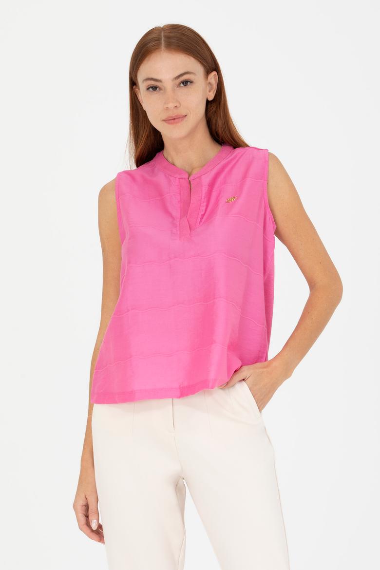 Kadın Pembe V Yaka Tişört - 50263674021