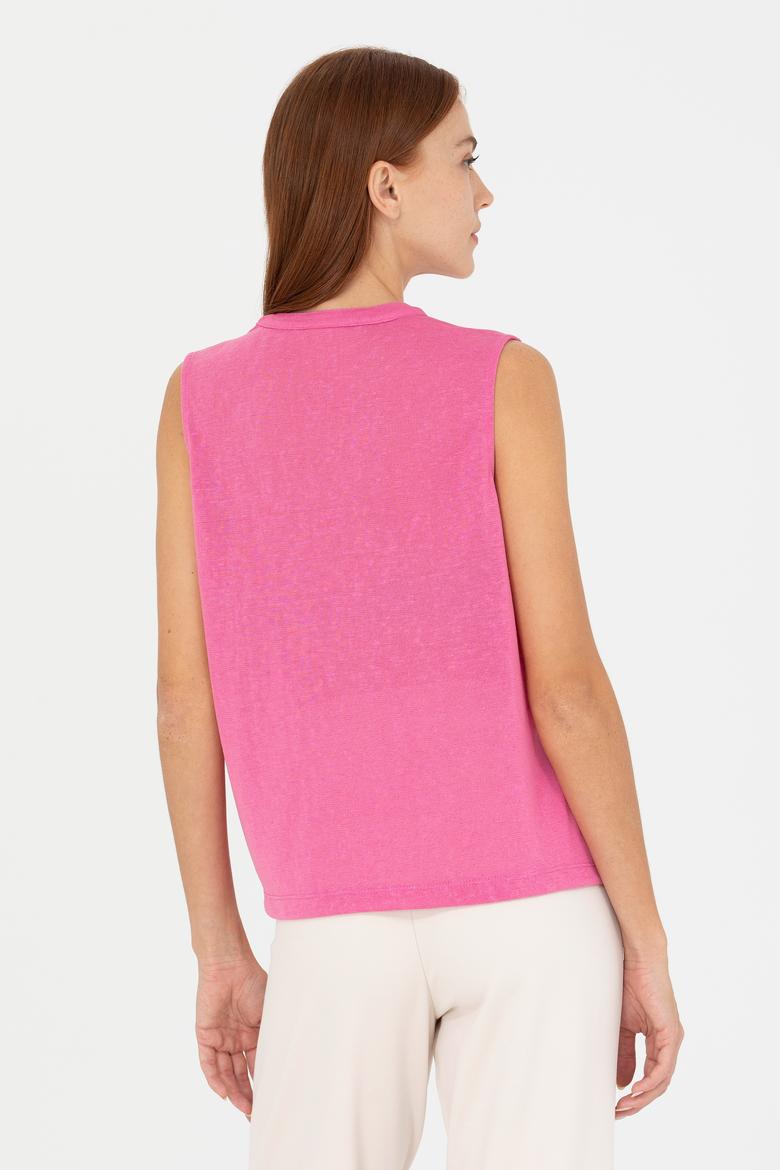 Kadın Pembe V Yaka Tişört - 50263674021