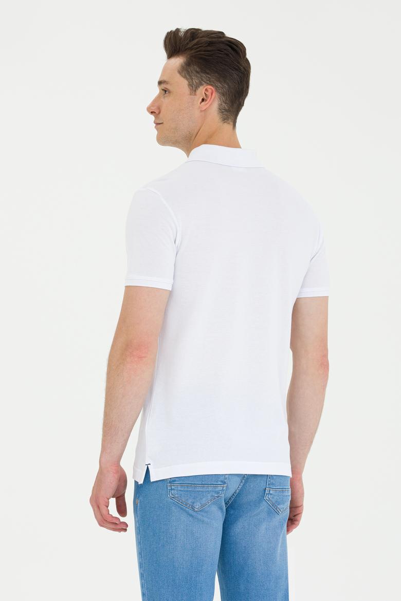 Erkek Beyaz Basic Polo Yaka Tişört - 50265919001