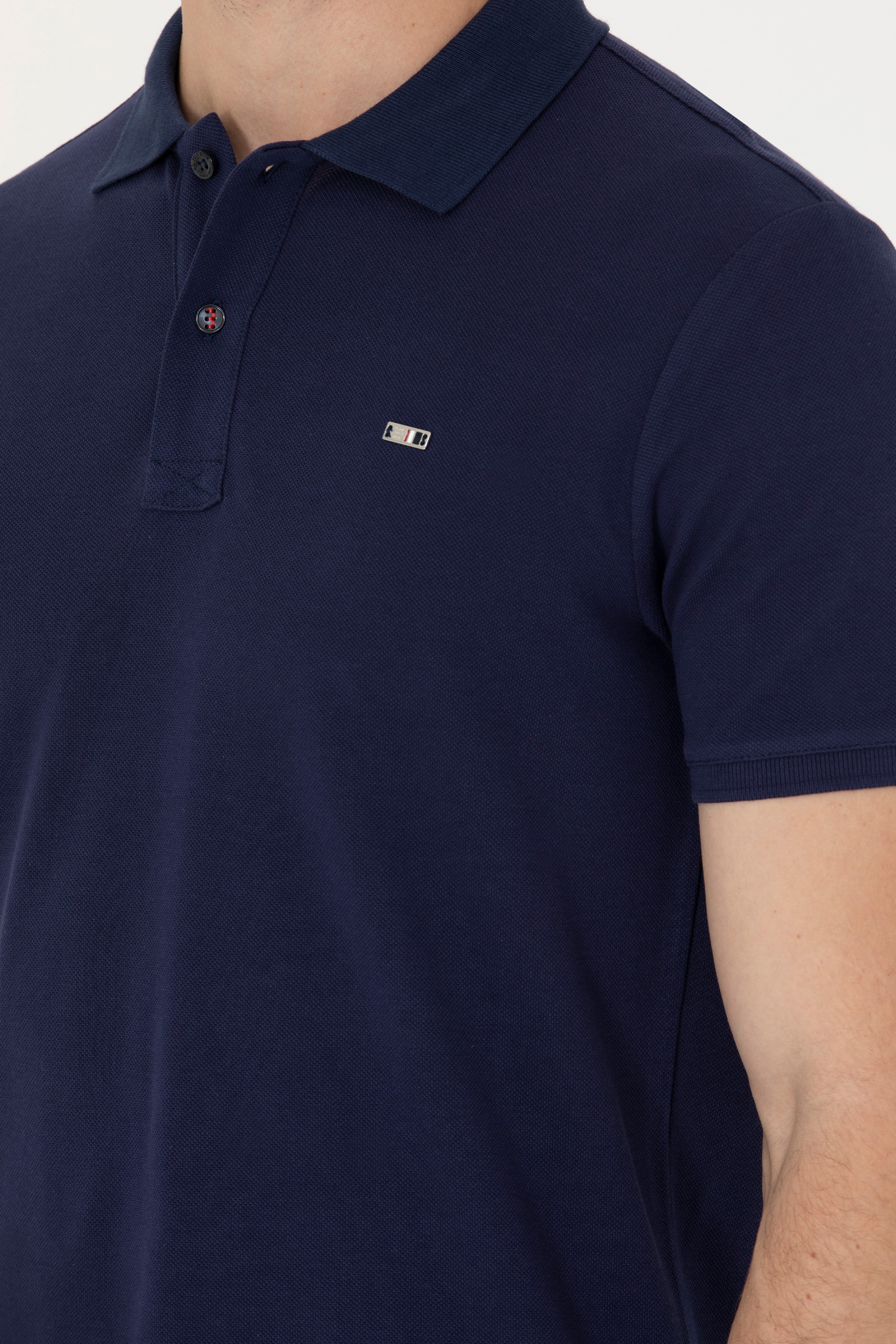 Erkek Lacivert Basic Polo Yaka Tişört - Image 7