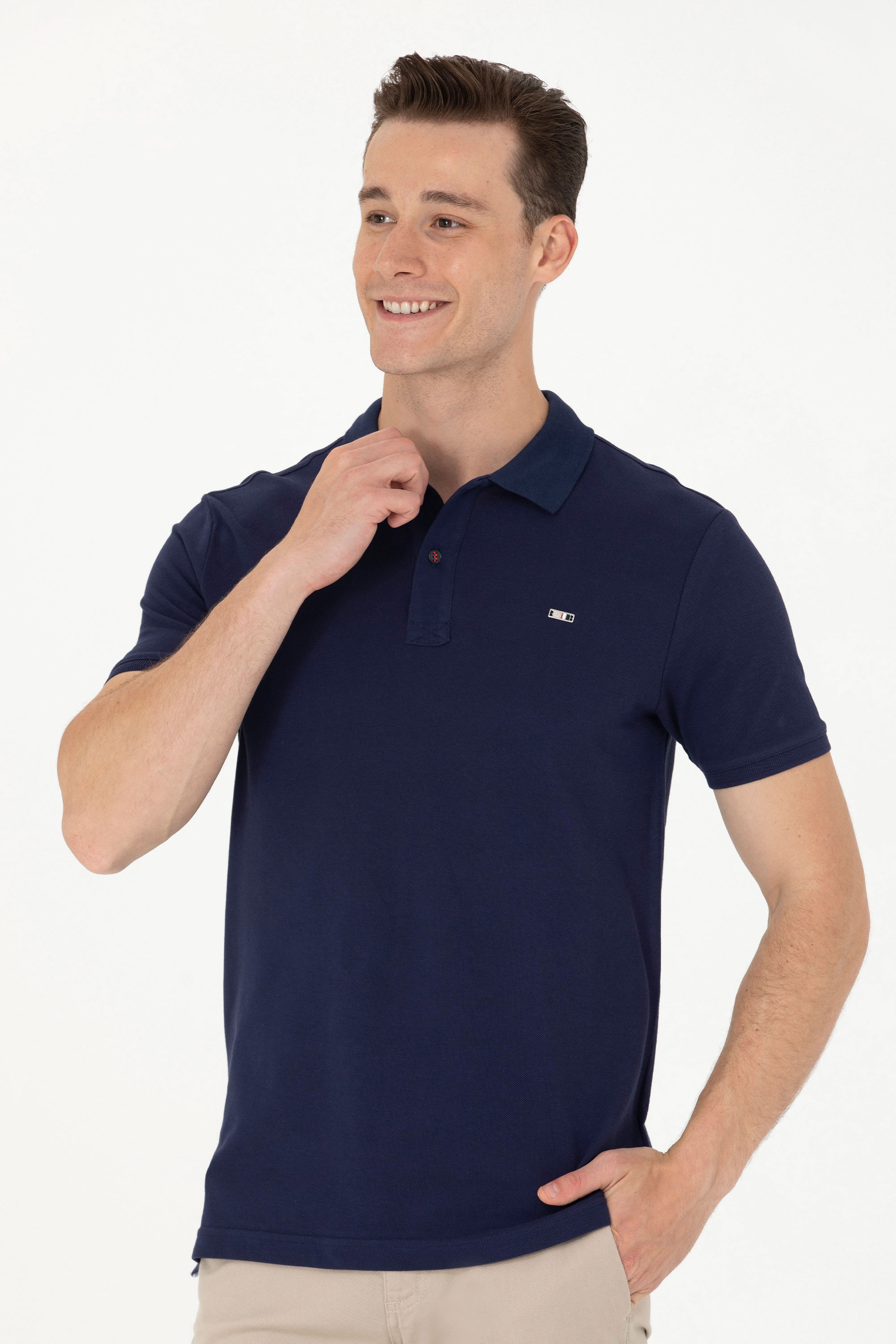 Erkek Lacivert Basic Polo Yaka Tişört