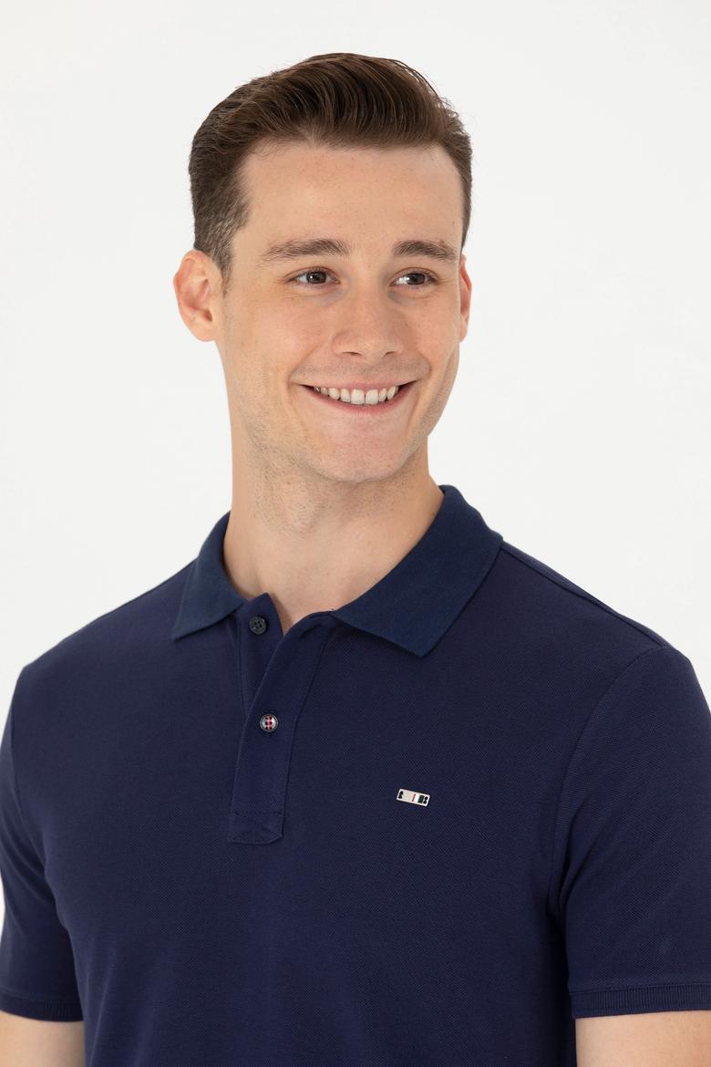 Erkek Lacivert Basic Polo Yaka Tişört - 50265919016