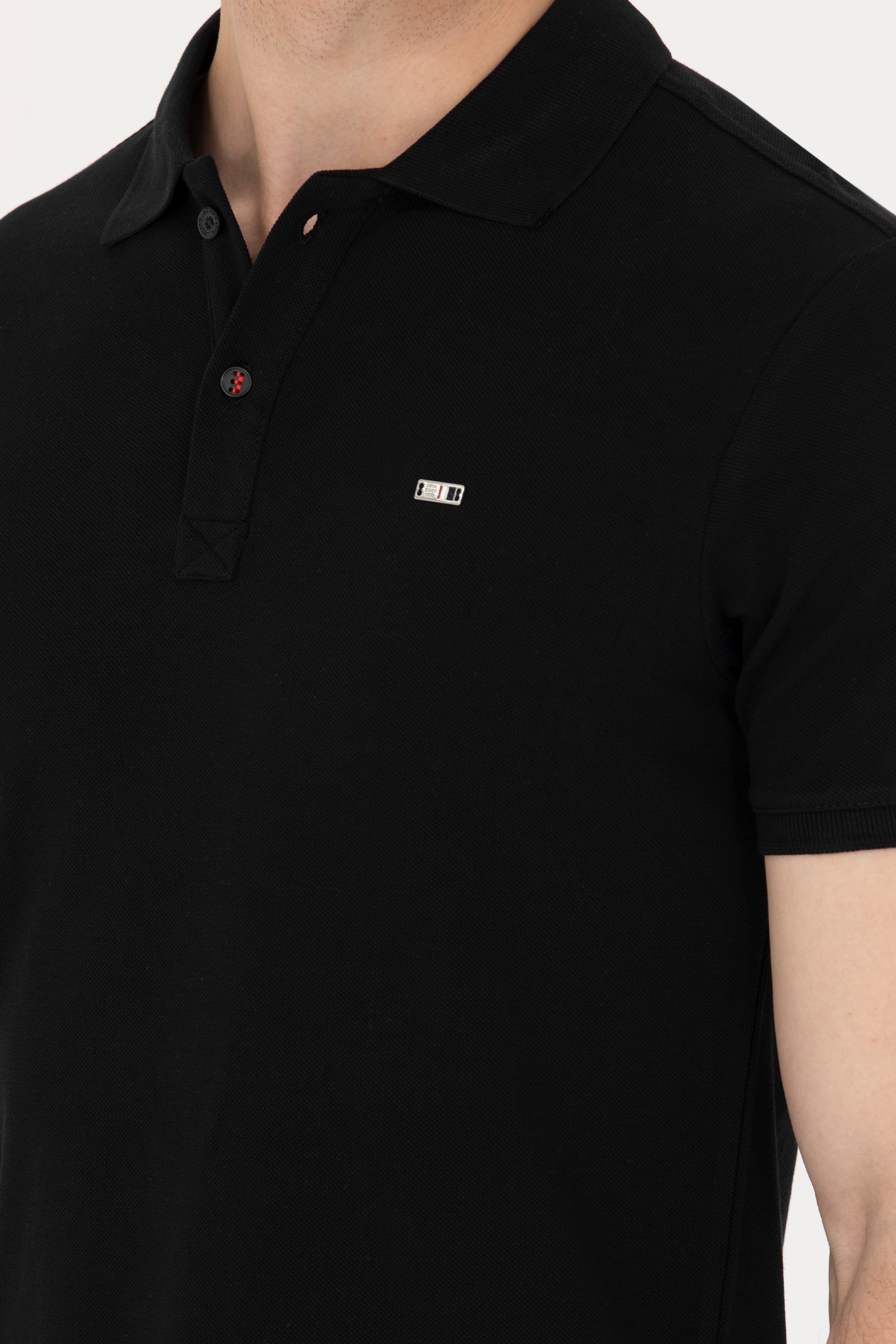 Erkek Siyah Basic Polo Yaka Tişört - Image 7