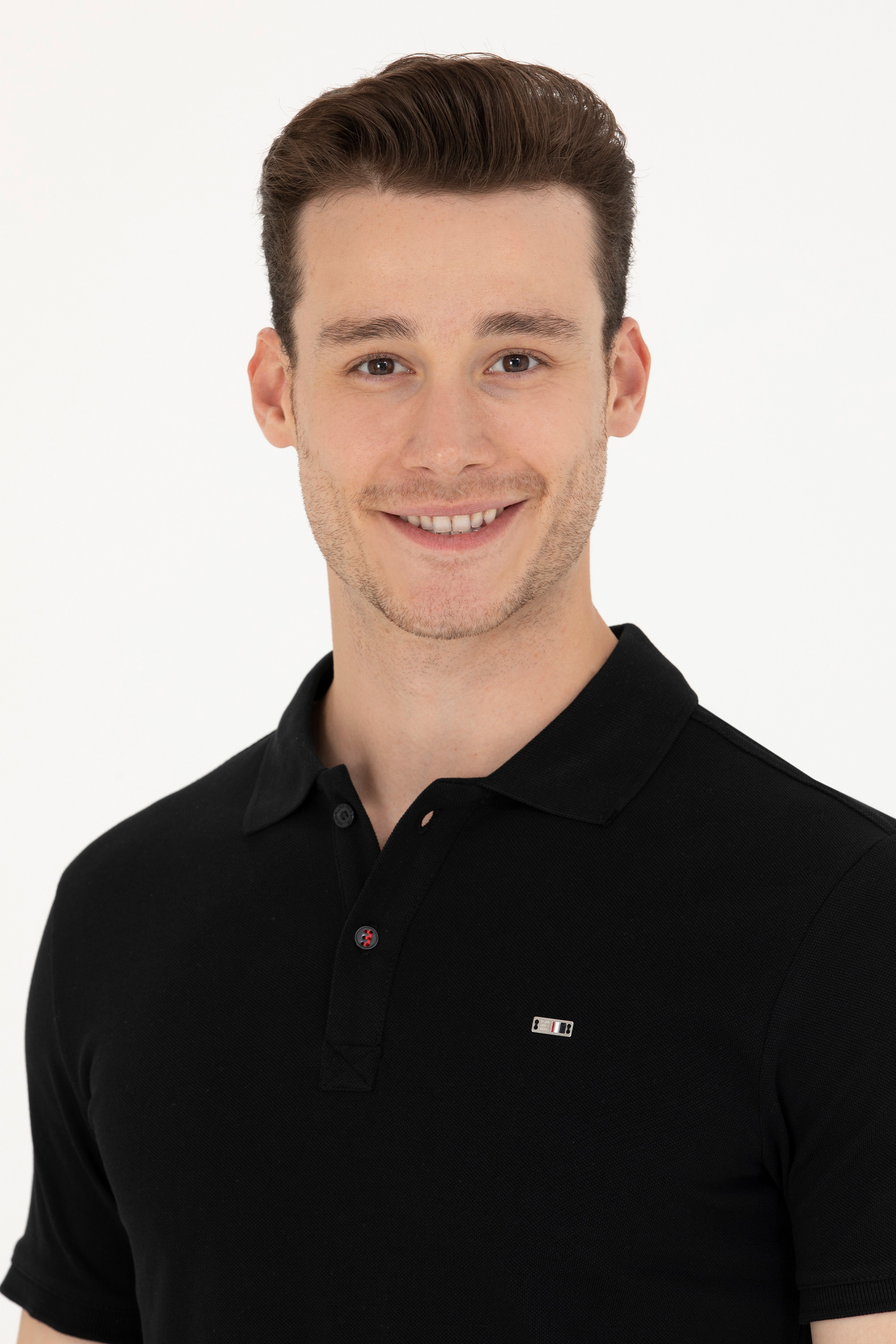 Erkek Siyah Basic Polo Yaka Tişört - Image 3